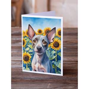 Whimsical American Hairless Terrier Sunflowers Pack 8 Tarjetas de notas A7 en blanco con sobres Tarjetas de felicitación de tamaño 5x7 - Product Image 2