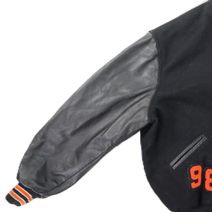<b>Men</b> Varsity <b>Jacket</b> Slim Fit College VTG 90s USA L 46 Black Orange Wool Varsity High School Letterman Bomber <b>Jacket</b> - Product Image 5