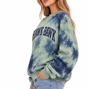Sweat-shirt surdimensionné personnalisé pour femme en molleton de coton premium, col rond, manches longues, imprimé lettres Hawk Bawk - Product Image 3