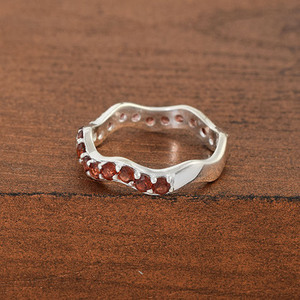 2026 New Handmade 925 <b>Silver</b> Sterling Jewelry 100% Natural Red Garnet Gemstone <b>Wave</b> Design Fine <b>Rings</b> Jewelry With Pave Setting - Product Image 6