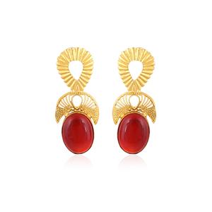 <b>Garnet</b> Hydro Gemstone Brass Gold Plated Designer <b>Earrings</b> Handmade Fashion Jewelry for Women Wholesale Lot 10 Pairs - Product Image 1