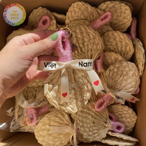 Abanico de Mano Tejido a Mano con Hojas de Palma de Bambú, Decoración para el Hogar, Tamaño 30*38cm, Artesanía Hecha a Mano, Abanico Refrescante de Verano, 99 Dorado, Redondo/Corazón - Product Image 2