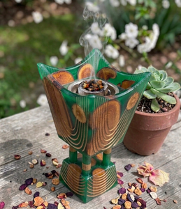 Modern Clear Resin Wood Inlay Religious Eco-Friendly <b>Oud</b> Burner Arabic <b>Bakhoor</b> Incense Holder Handcrafted Luxury Incense Censer - Product Image 4