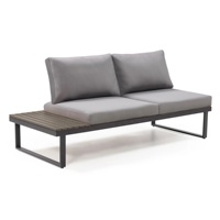Ensemble de canapés sectionnels en L de luxe moderne, imperméables, pour l'extérieur, avec tables d'appoint intégrées, table basse, structure en acier, pour usage hôtelier