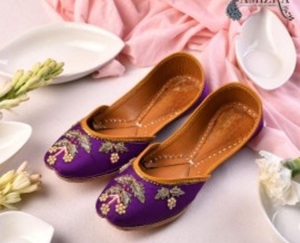 Zapatos Planos de Mujer Khussa Jutti Morados Bordados con Cuentas, Punta Cuadrada, de Cuero Genuino, Estilo Bailarina, para Todas las Temporadas - Product Image 2