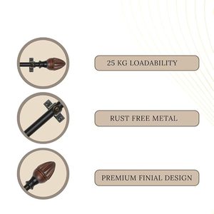 Traditional <b>Finial</b> <b>Curtain</b> Pole Accessory Round Dark Brown Durable Design - Product Image 5