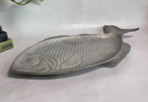 Hot Sale Aluminium Metal Polished Fish Serving Tray Decorative Platter Nautical Dish Scale Texture Coastal <b>Home</b> Decor Party - Product Image 2
