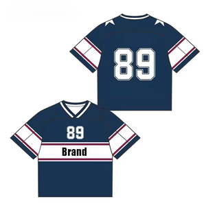 American Football Jersey V-Neck Short Sleeve 89 Number Solid Design 100% Polyester Moisture Wicking Fitted Unisex Adult - Product Image 1