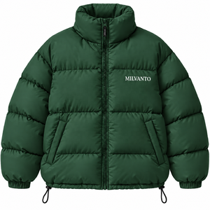 Grey Custom <b>Men</b>’s Puffer <b>Jacket</b> Winter Warm Quilted Down <b>Jacket</b> Premium Stand Collar Full Zip Oversized Embroidered <b>Jacket</b> - Product Image 2