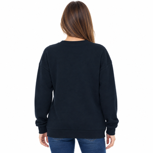 Sweat-shirt uni à col rond pour femme, coupe ample, manches longues, poignets côtelés, pull décontracté, style streetwear, vente en gros, fournisseur OEM - Product Image 3