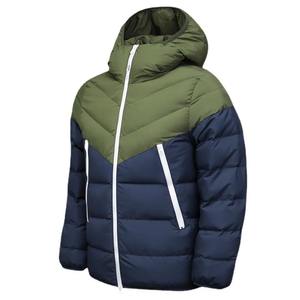 Winter Men's Puffer Jacket Hooded Trendy Ribbed Warm Cotton <b>Coat</b> For Man Color Block Male Parkas - Product Image 5