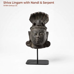 Réplique de l'artefact sacré du temple hindou Shiva Lingam avec serpent Nandi - Product Image 1