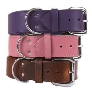 ปลอกคอสุนัขหนังแท้แบบ100% เรียบง่ายคลาสสิกและมีสไตล์ตกแต่งด้วยหมุดย้ำได้รับการยอมรับจากผู้ผลิต - Product Image 1