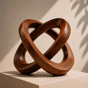 Escultura Geométrica Abstracta de Madera Tallada a Mano, Moderna, Ecológica, Decoración Artística para Mesa de Salón - Product Image 3