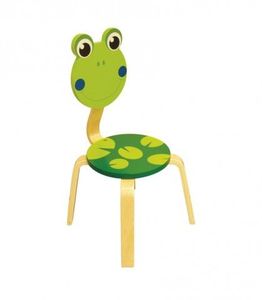 Tabouret en bois pour enfants en forme de grenouille mignon, siège pour tout-petits, chaise ronde verte pour chambre à coucher, salle de bain, salle de jeux - Product Image 2