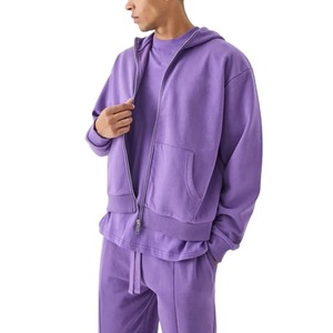Ensemble survêtement homme violet à capuche, zippé, deux pièces, style streetwear, sweat-shirt et jogging pour l'hiver - Product Image 6