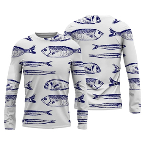 Chemise de pêche tendance pour homme, manches longues, imprimé poisson, 100% polyester, UPF 50, anti-UV, vêtements d'extérieur, style pull, taille adulte - Product Image 2