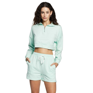 Wholesale Custom Breathable Button Fleece Sweat Shorts 100% Cotton High Quality Quick Dry Eco-Friendly High Waist Gym Women's - Product Image 1
