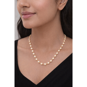 สร้อยคอแฟชั่นไข่มุกโรสโกลด์ 18K สำหรับผู้หญิง สไตล์มินิมอล ไข่มุกสีขาว สร้อยคอแฟชั่น เครื่องประดับ ของขวัญ - Product Image 1