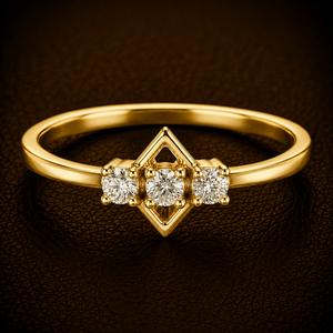 แหวนเพชรทรงเหลี่ยมเพชรพลอยเจียระไนแบบกลม  ทองคำแท้ 14K  ระดับ DEF VVS  ของขวัญวันครบรอบ  เครื่องประดับสั่งทำพิเศษสำหรับผู้หญิง - Product Image 1