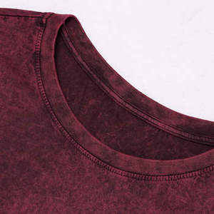 T-shirt pour homme à manches courtes, col rond, couleur bordeaux, coupe classique, en jersey de coton, décontracté, couleur unie, tricoté - Product Image 3