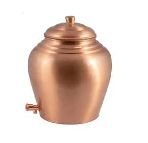 Pure Copper Water Dispenser Tank Fluted Vertical Striped Pattern Storage Pot Matka <b>Jar</b> Container Spigot <b>Tap</b> - Product Image 4