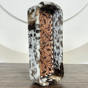 Plateau en cuir de vache à poils, fait à la main, design occidental haut de gamme, pour ranger les clés, le portefeuille, les bijoux - Product Image 4