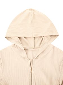 Sweat à capuche zippé court personnalisé pour femme, coupe oversize et carrée, épaules tombantes, motif uni, pour marques streetwear automne/hiver/printemps - Product Image 6
