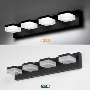 Dimmable 4-<b>Light</b> LED <b>Bathroom</b> Vanity <b>Light</b> 24W Cool White 6000K Matt <b>Black</b> <b>Bathroom</b> <b>Light</b> Fixtures - Product Image 6