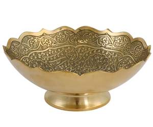 Cuenco de latón para servir que agrega encanto de estilo antiguo a mesas, reuniones familiares, días festivos y exhibiciones de comida para fiestas. - Product Image 3