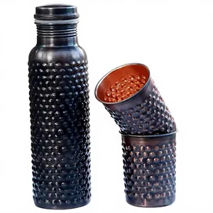 ขวดเครื่องดื่มทองแดงลายเพชรเคลือบผิวแบบโบราณพรีเมียม พร้อมฝาปิด สำหรับใช้ในบ้าน ท่องเที่ยว และงานปาร์ตี้ - Product Image 6
