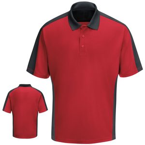 Chemise à manches courtes pour homme, rouge, unie, tricotée, respirante, séchage rapide, style décontracté, coupe classique, 100% polyester - Product Image 1