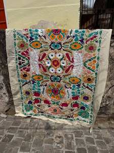 Manta Moderna de Algodón Suzani Bordada a Mano, Ecológica, para Todas las Estaciones, Colcha Hecha a Mano, Cubrecama Bohemio, Cubre Sofá - Product Image 5