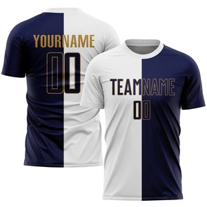 Ensemble de maillots de football personnalisés par sublimation / Kit d'uniforme de football personnalisé moitié bleu marine / moitié blanc - Product Image 2
