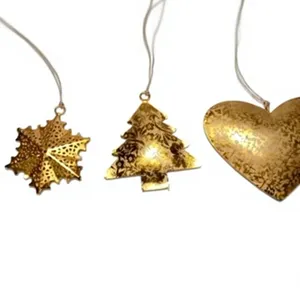 Ornements de Noël suspendus en laiton vintage, décoration murale, arbre, renne, étoile, cœur, ornement pour salon, thème Saint-Valentin - Product Image 3