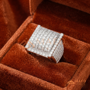 Iced Out Tiered Square <b>Ring</b> in 925 Sterling <b>Silver</b> – Vertical Row Statement Band <b>Men</b>’s <b>Silver</b> Multi-Row Bust Down <b>Ring</b> - Product Image 5