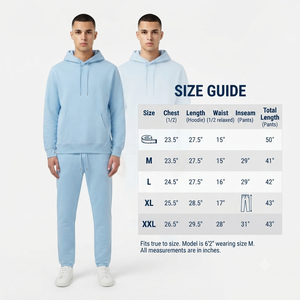 Conjunto Deportivo Casual para Hombre, Sudadera con Capucha y Pantalones Jogger Azul Cielo, Color Sólido, para Otoño - Product Image 6
