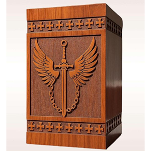 Wooden Urn <b>Box</b> with Hinged Lid Design Classic Brown Wooden Urn for <b>Memorial</b> by AYAANS - Product Image 4