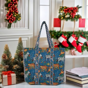 Sacs imprimés à la main en coton, sac fourre-tout matelassé, sac à main imprimé tigre, sac à bandoulière à fermeture éclair, sacs de shopping souples, prix de gros - Product Image 1