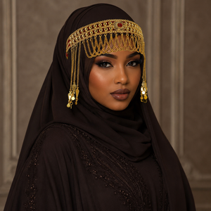 Chaîne de tête dorée de style saoudien pour mariée, bijou de tête arabe pour femme, bandeau de bijoux arabes - Product Image 5
