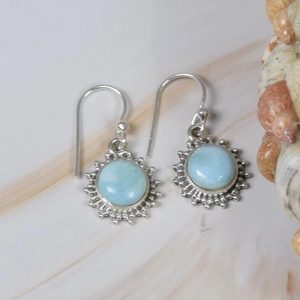 Pendientes de Plata de Ley 925 con Larimar, Joyería de Plata 925 con Cristales Azules y Diamantes de Imitación para Mujeres y Niñas - Product Image 1