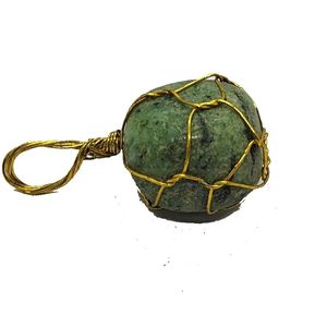 Colgante Geométrico de Pirita Pulida con Envoltura de Alambre, de Aleación, con Forma Irregular, Estilo Clásico Reiki, Unisex - Product Image 6