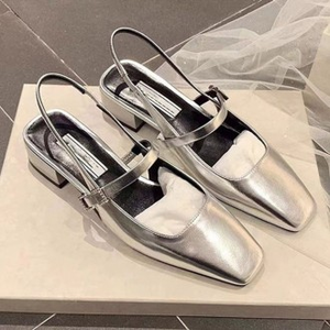 Sandali da donna con Slingback quadrati SSH23021 Design piatto - Product Image 1