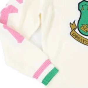 Custom White <b>Pink</b> Green V Neck Sweater <b>Long</b> <b>Sleeve</b> Knit Pullover Casual Sportswear Teamwear Fashion Apparel Women's Stylish <b>Tops</b> - Product Image 4