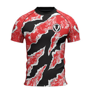 Camiseta deportiva de compresión de cintura alta para hombre, de secado rápido, elástica, de manga corta, con estampado para culturismo. - Product Image 1