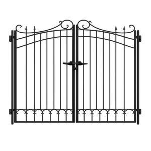 Puerta Doble Abatible de Hierro Forjado Tradicional con Patrones de Enredaderas, Recubrimiento en Polvo, Control Manual, Diseño Exterior Duradero y Fácil Instalación - Product Image 1