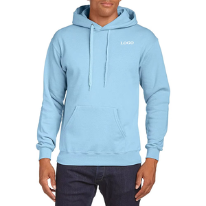 Sweat à capuche bleu clair minimaliste pour homme, en coton épais et confortable, style urbain décontracté, idéal pour l'hiver - Product Image 1