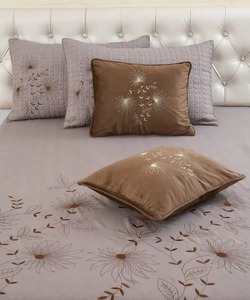 Royal <b>Crown</b> Design Embroidered Bedsheet | 90x100 Inch <b>King</b> Size Set with 2 Quilted Pillow & 2 Holland Cushion Covers - Product Image 2