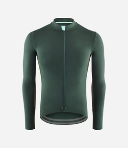 Maillot de Ciclismo Personalizado Verde Oscuro Ligero Unisex de Manga Larga con Cremallera Completa y Malla Transpirable para Ciclismo de Carretera y Equipos de Carreras - Product Image 1