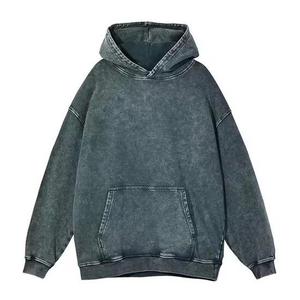 Sweat à capuche pour homme en coton éponge de luxe 500 g/m², coupe oversize, délavé à la pierre, effet délavé à l'acide, avec logo personnalisé - Product Image 5